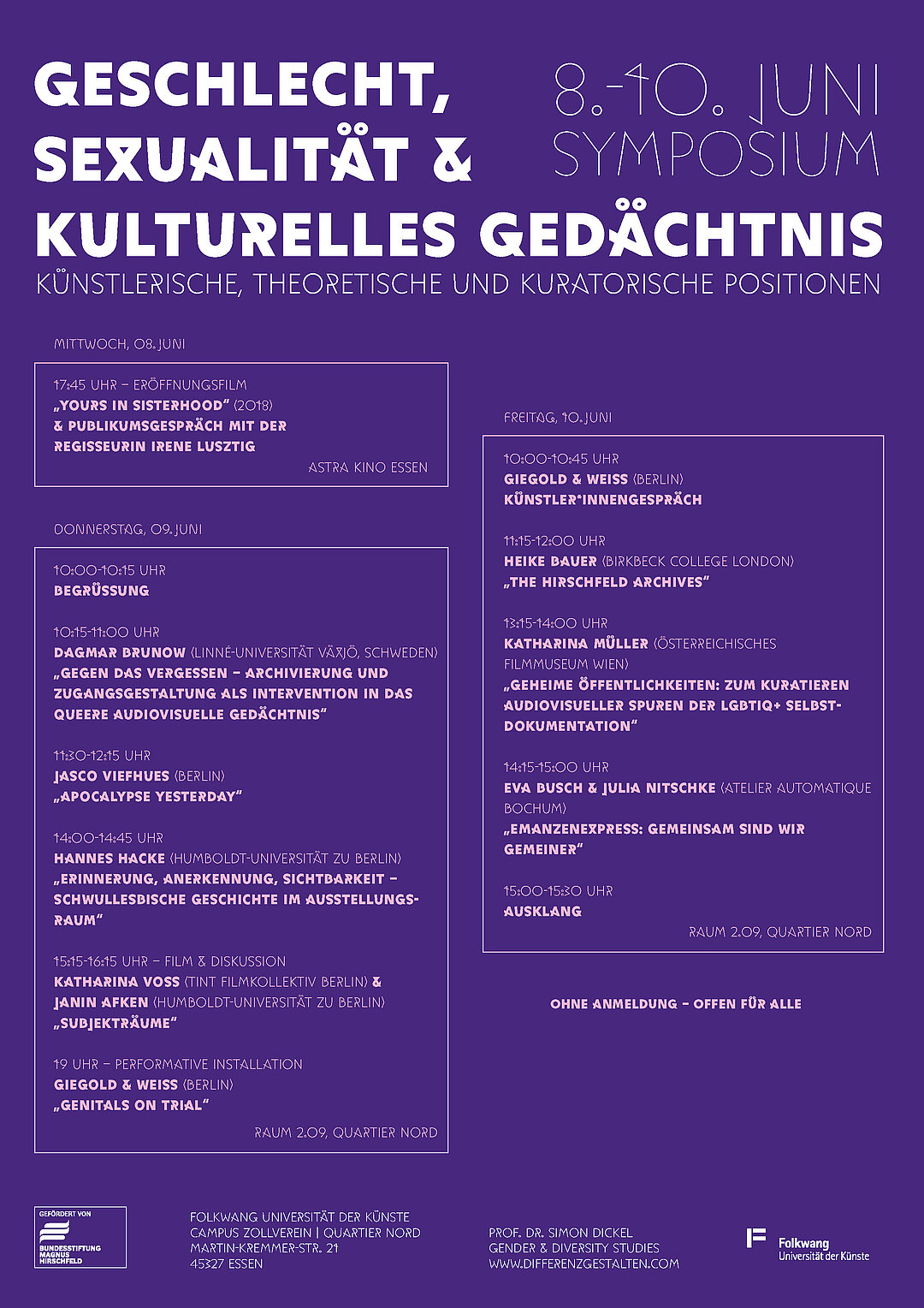 Programm-Plakat Symposium Geschlecht, Sexualität und kulturelles Gedächtnis SoSe 2022